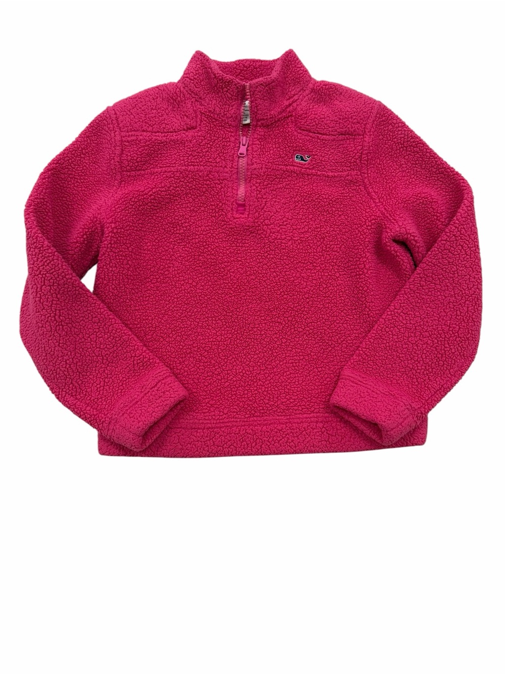 Vineyard Vines Bright Pink Sherpa Half-Zip Pullover, girls size medium 10/12